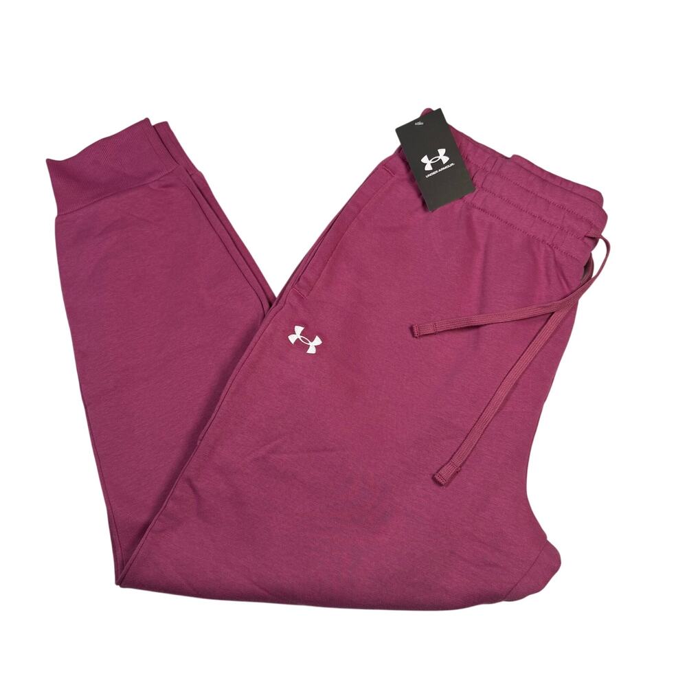 Under Armour Rival Fleece Joggers Women's XL Dark Pink Elastic Waist Drawstring